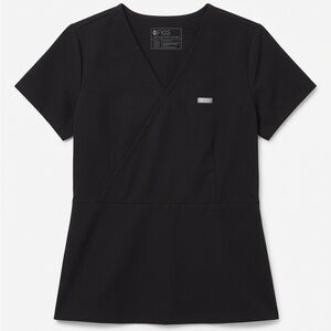 Figs Black V-Neck Wrap top and Pants Set